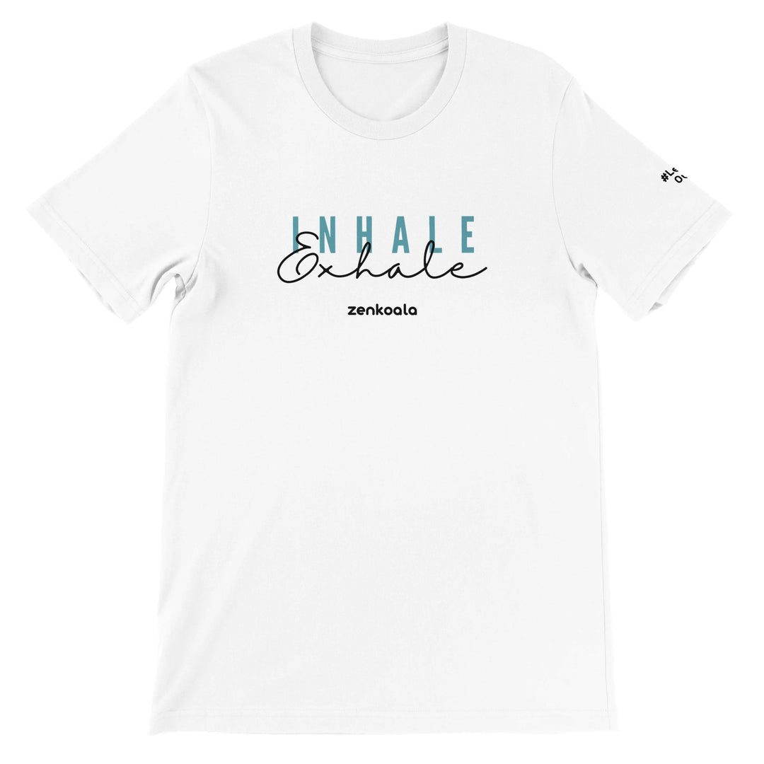 Exhale feel-good tee in white, Zen Koala Australia
