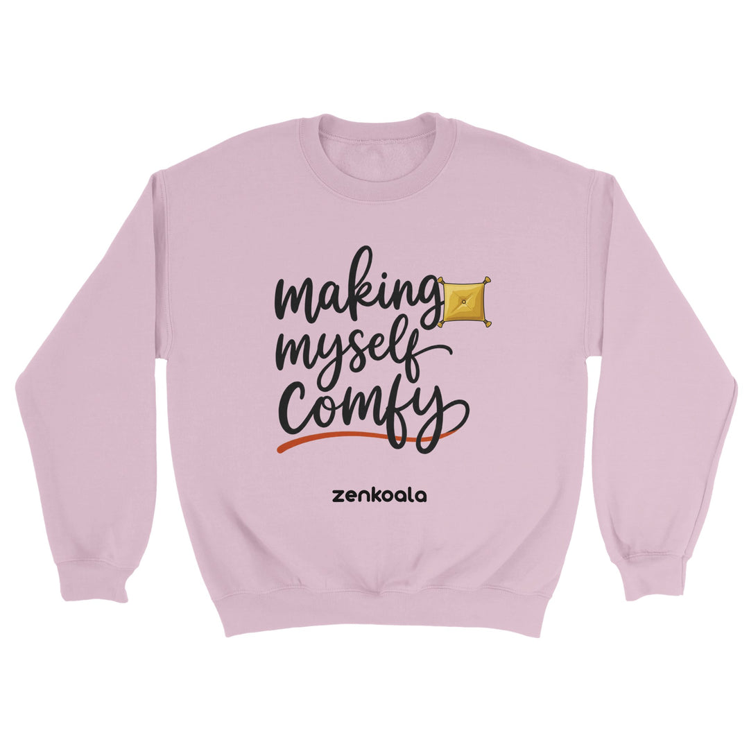 Making Myself Comfy feel-good sweatshirt in light pink — Zen Koala Australia