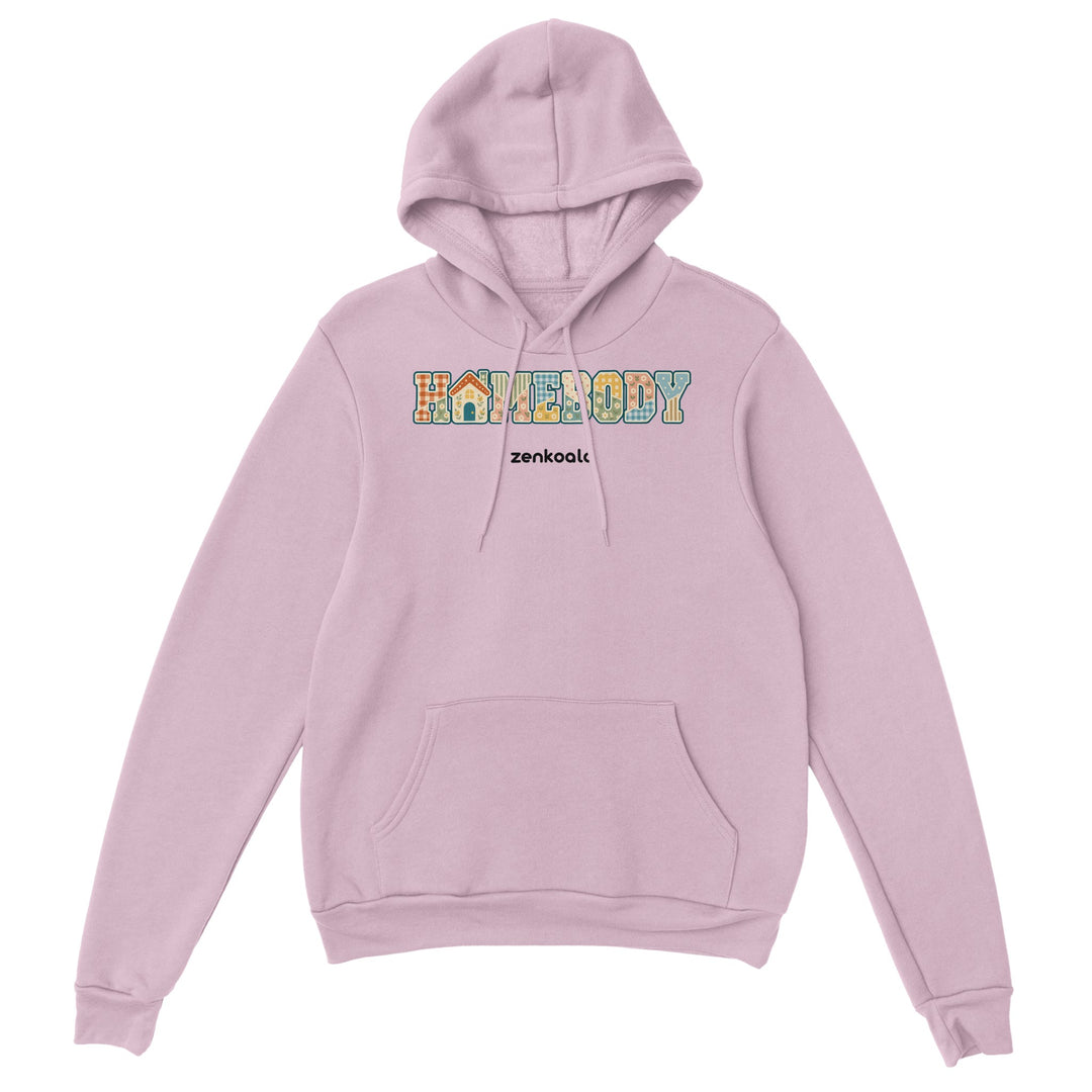 Homebody Faux Patchwork feel-good hoodie in light pink, Zen Koala Australia