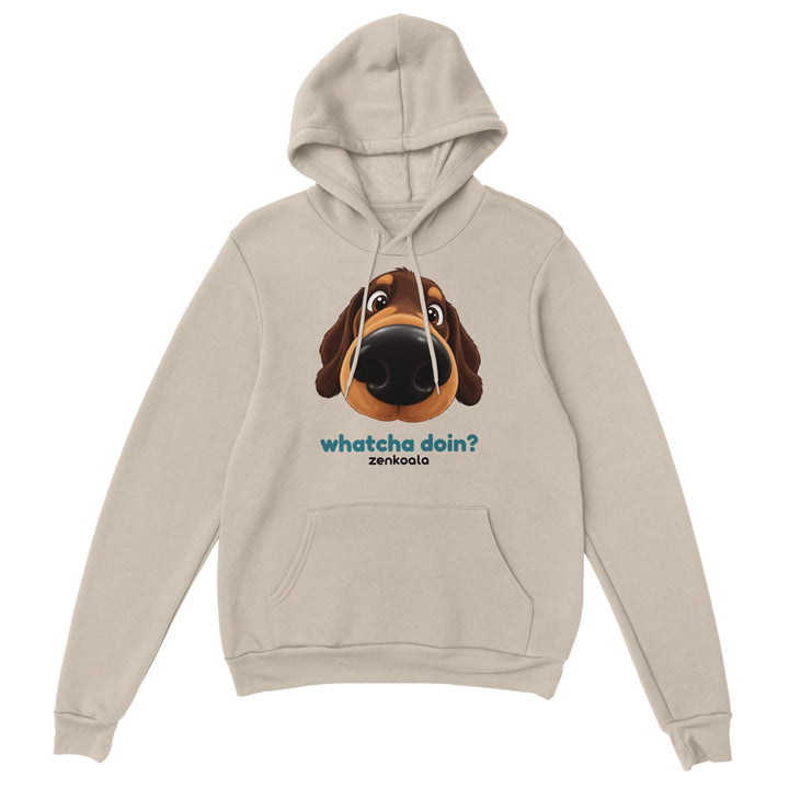 Whatcha Doin? feel-good hoodie in sand, Zen Koala Australia
