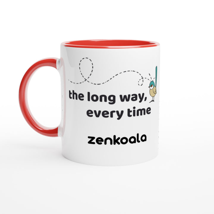 The Long Way Every Time feel-good mug, red inside — Zen Koala Australia