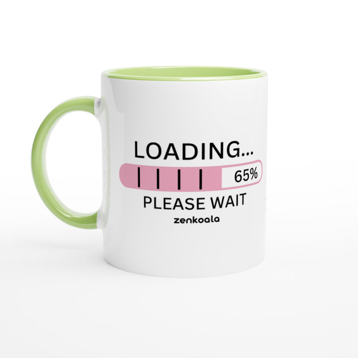 Loading mug in green: white with a green rim, inside and handle, Zen Koala Australia