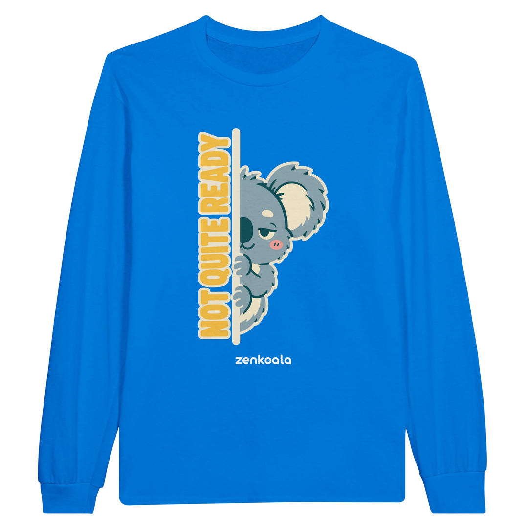 Not Quite Ready feel-good long sleeve tee in royal, Zen Koala Australia