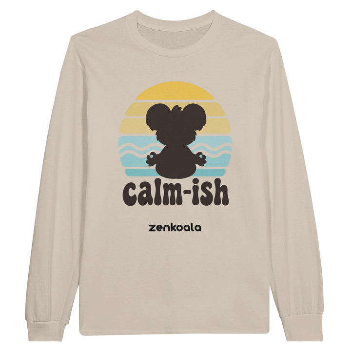 Calm-ish Retro Sunset Koala long sleeve tee in sand — Zen Koala Australia