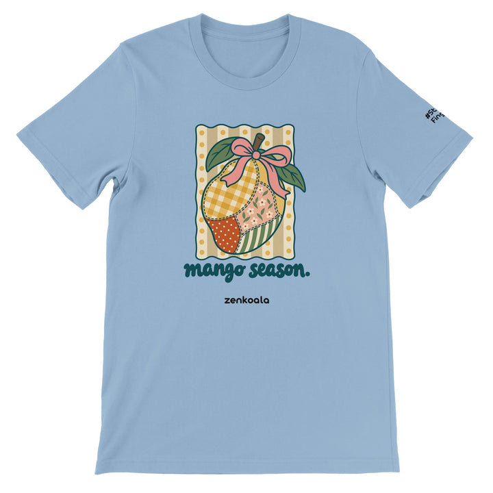 Mango Season feel-good tee in light blue, Zen Koala Australia