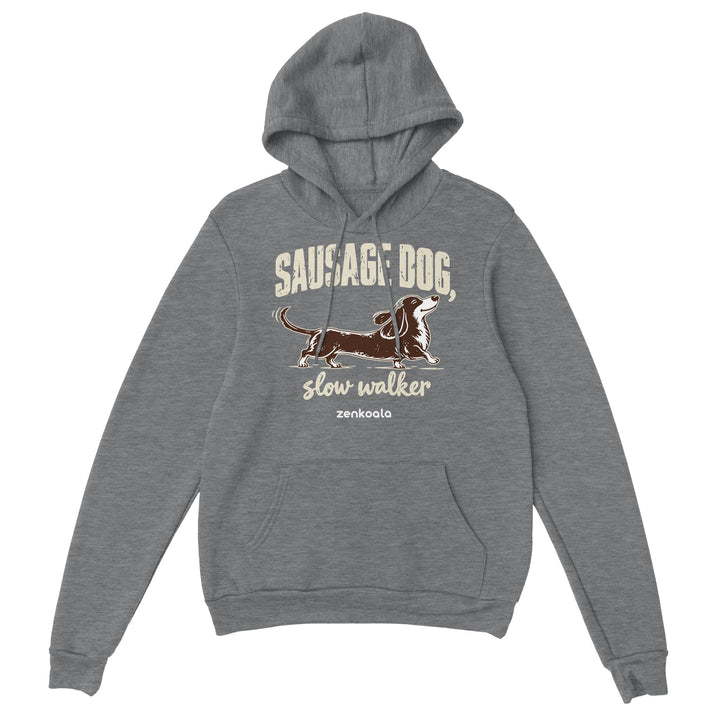 Sausage Dog Slow Walker feel-good hoodie in sport grey, Zen Koala Australia