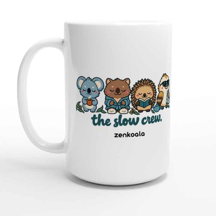 The Slow Crew feel-good 15oz mug: four Aussie animals in a row, Zen Koala Australia