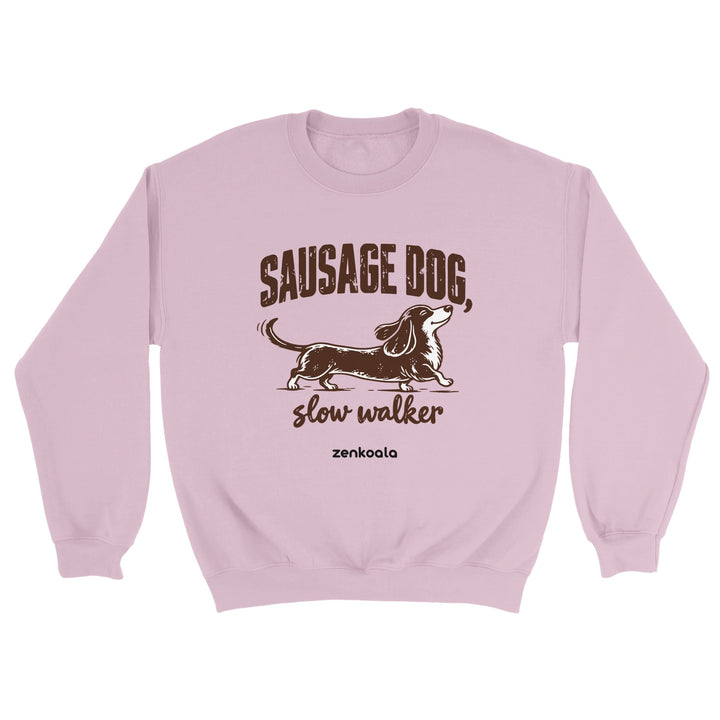 Sausage Dog Slow Walker feel-good sweatshirt in light pink, Zen Koala Australia