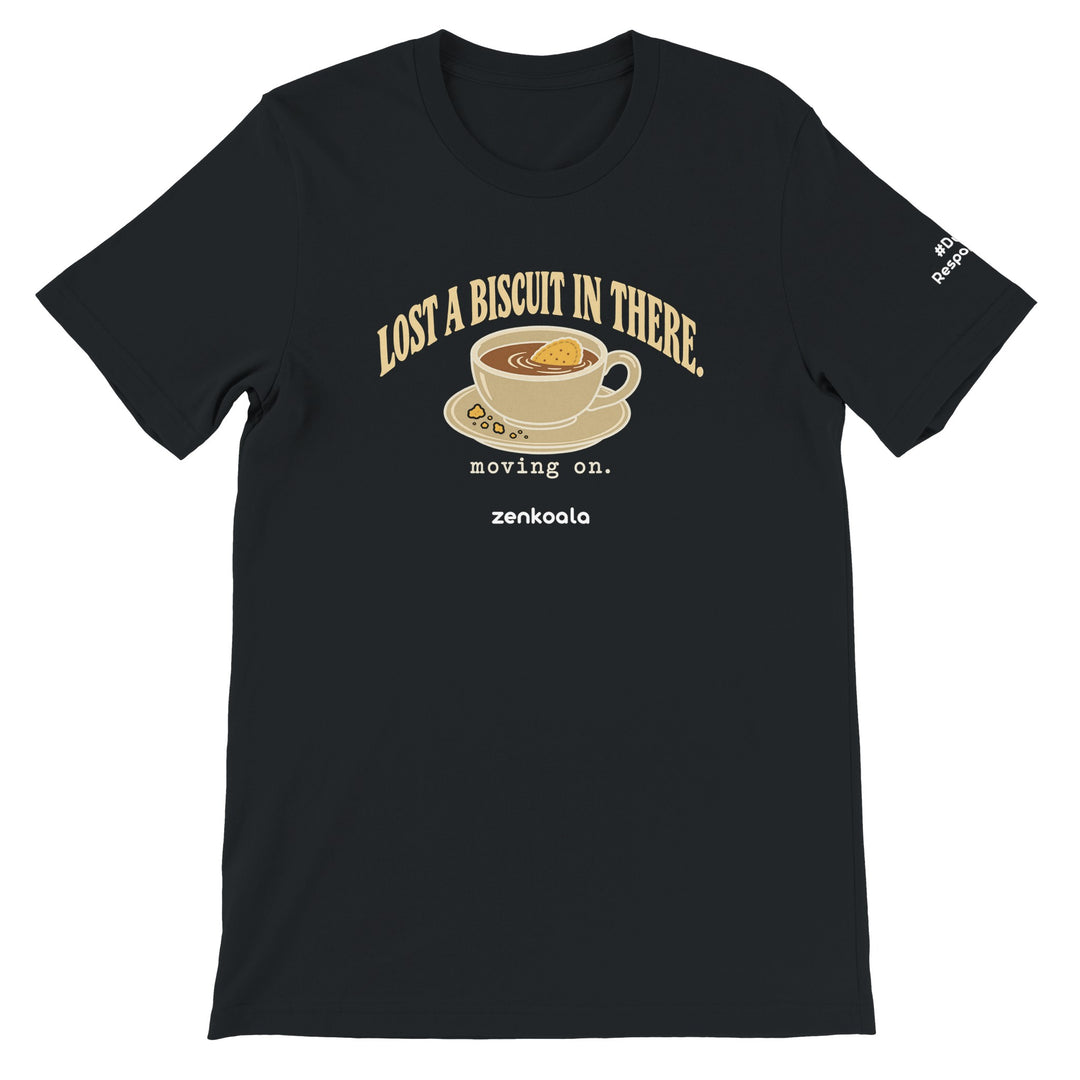 Lost a Biscuit in There feel-good tee in black, Zen Koala Australia