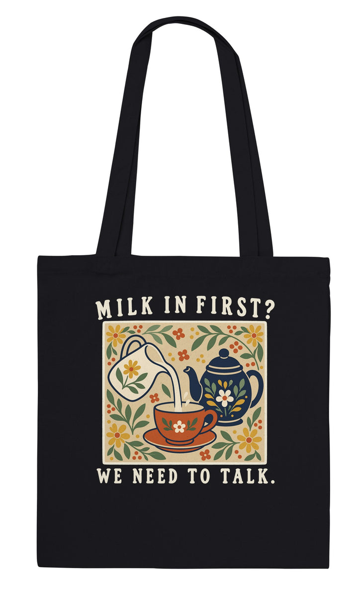 Milk in First feel-good tote bag in black, Zen Koala Australia