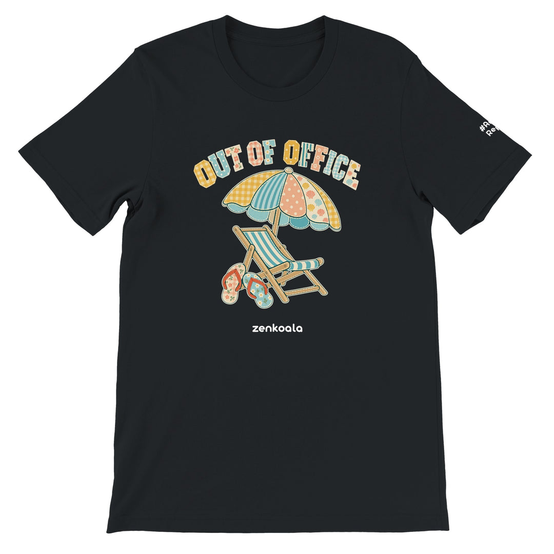 Out of Office Beach feel-good tee in black, Zen Koala Australia