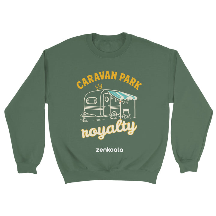 Caravan Park Royalty feel-good sweatshirt in military green — Zen Koala Australia