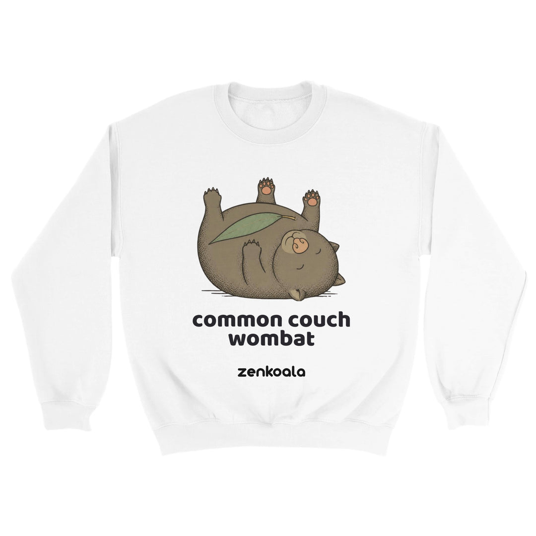 Common Couch Wombat feel-good sweatshirt in white — Zen Koala Australia
