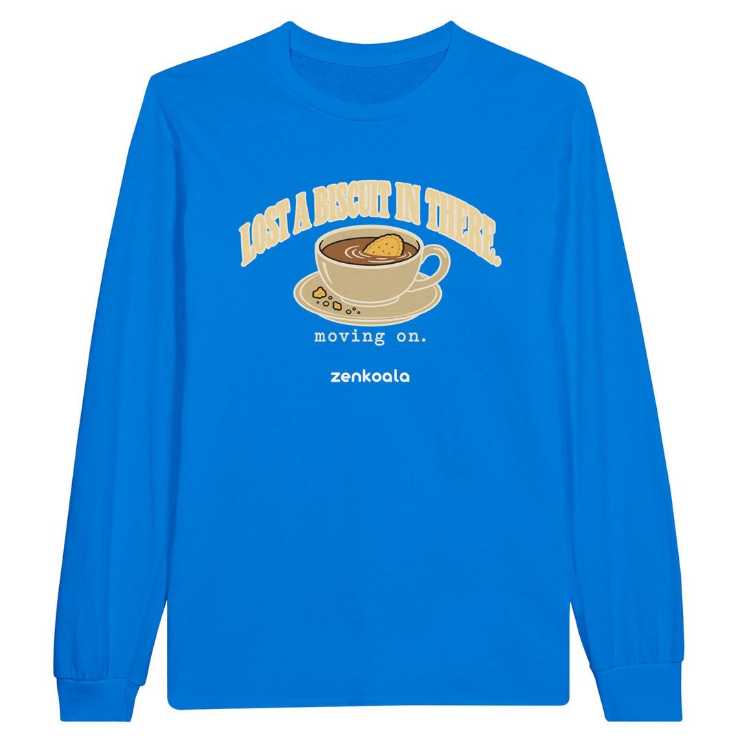 Lost a Biscuit in There feel-good long sleeve tee in royal, Zen Koala Australia