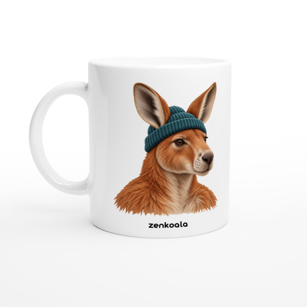 Kangaroo Beanie mug in all white, Zen Koala Australia