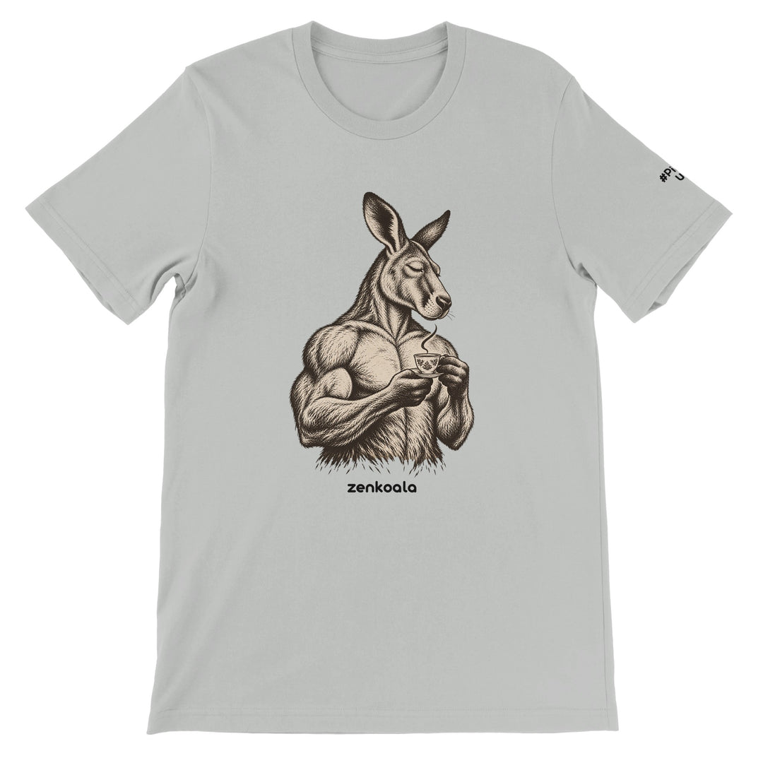 Buff Roo Teacup feel-good tee in silver, Zen Koala Australia