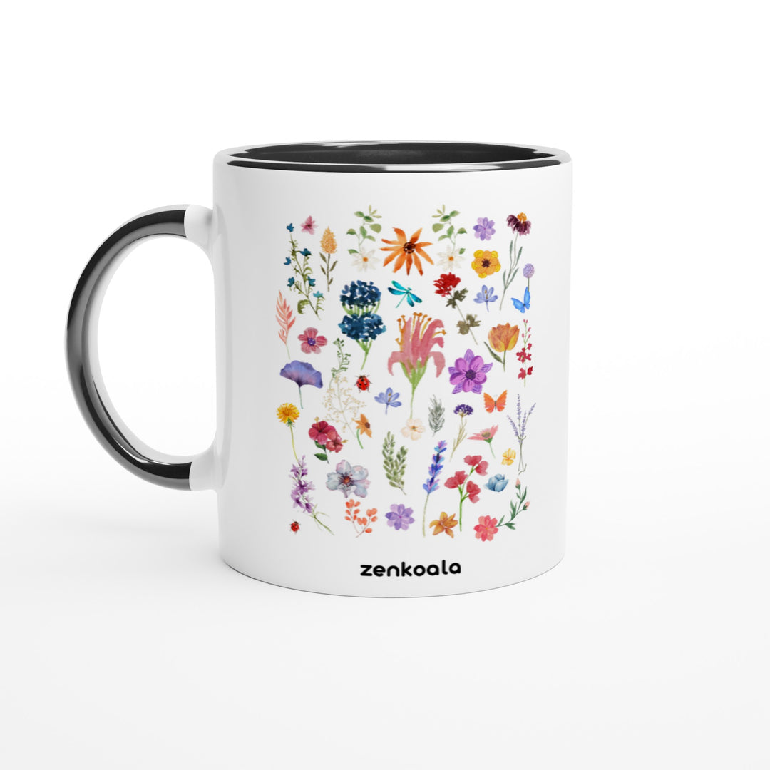 Stay Wild mug in black: white with a black rim, inside and handle, Zen Koala Australia