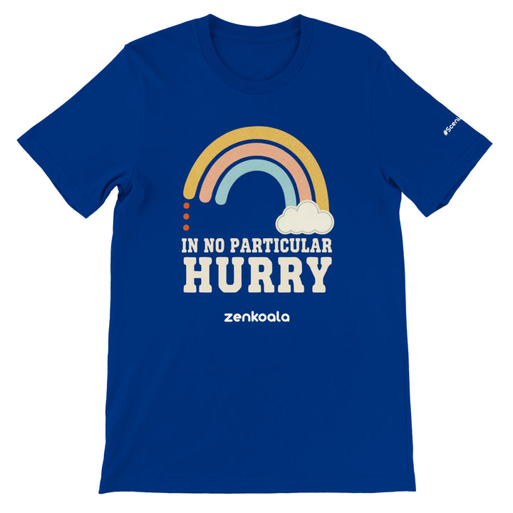In No Particular Hurry feel-good tee in true royal — Zen Koala Australia