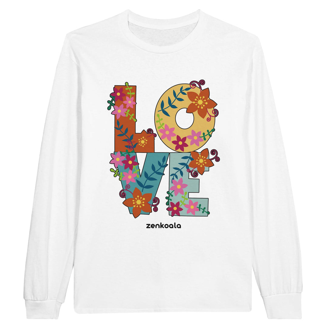 Love feel-good long sleeve tee in white, Zen Koala Australia