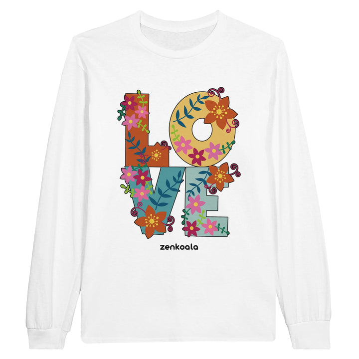 Love feel-good long sleeve tee in white, Zen Koala Australia