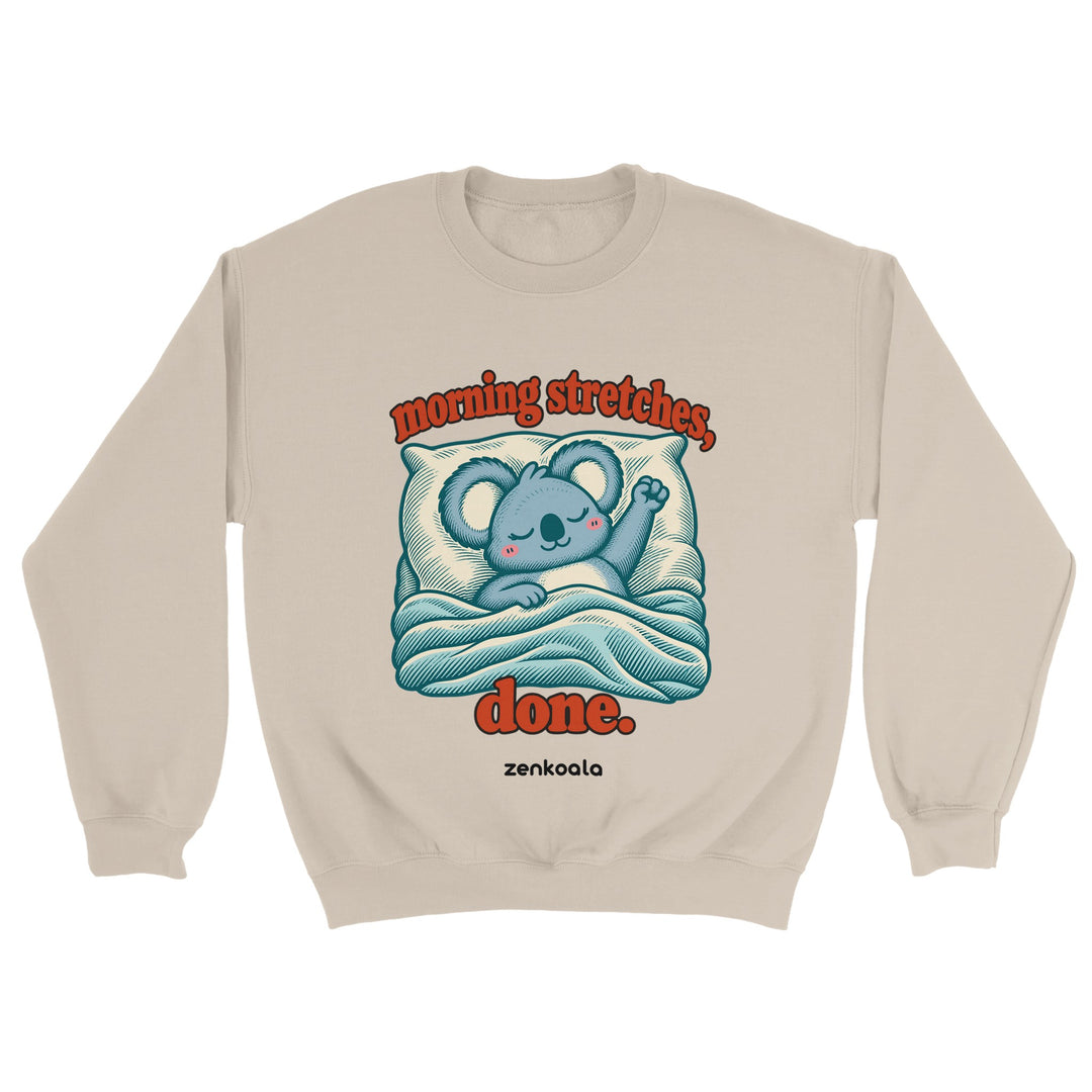 Morning Stretches Done feel-good sweatshirt in sand, Zen Koala Australia