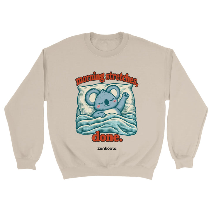 Morning Stretches Done feel-good sweatshirt in sand, Zen Koala Australia