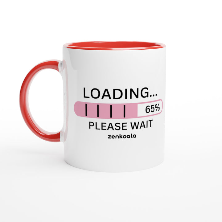 Loading feel-good mug: a progress bar stuck at 65%, Zen Koala Australia