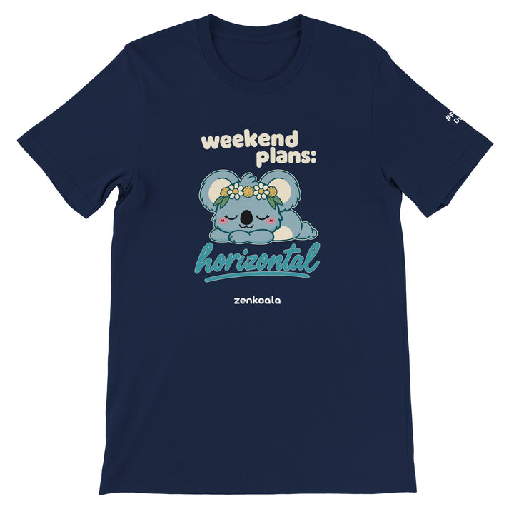 Weekend Plans Horizontal Koala feel-good tee in navy, Zen Koala Australia