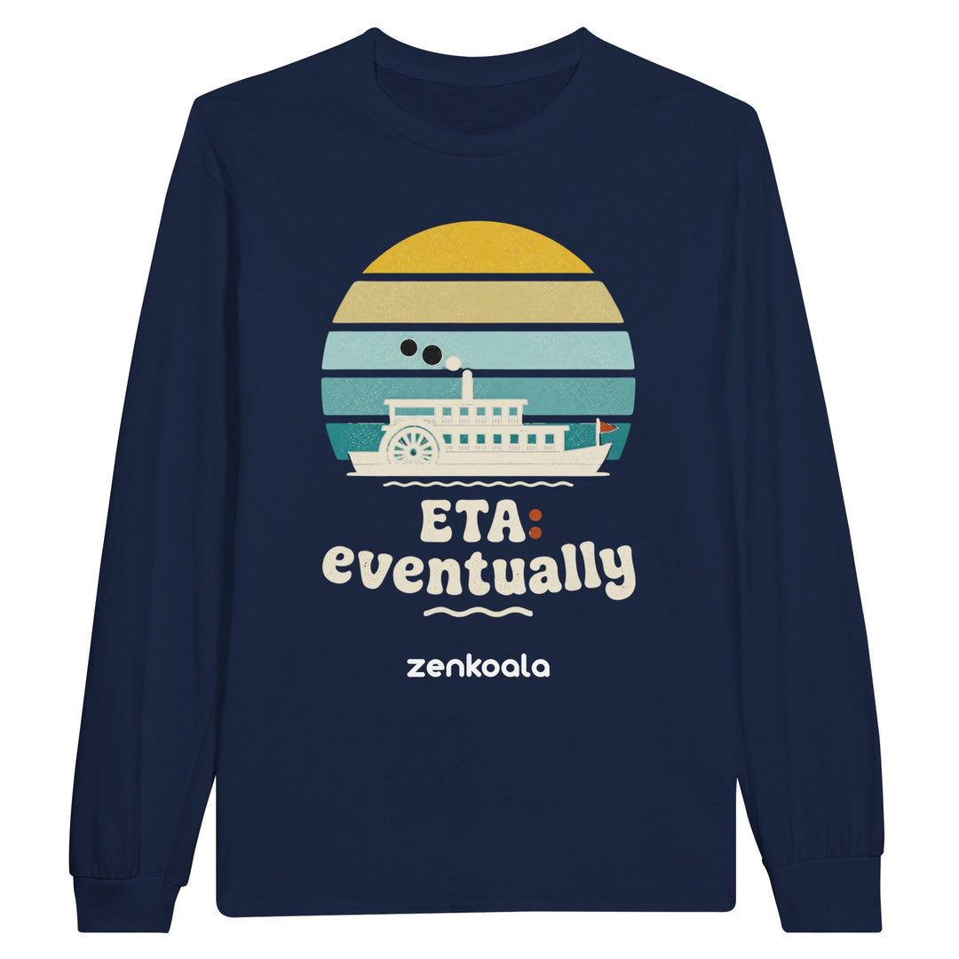 ETA Eventually long sleeve tee in navy — Zen Koala Australia