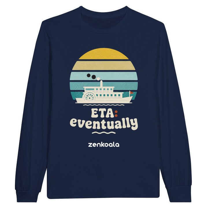 ETA Eventually long sleeve tee in navy — Zen Koala Australia