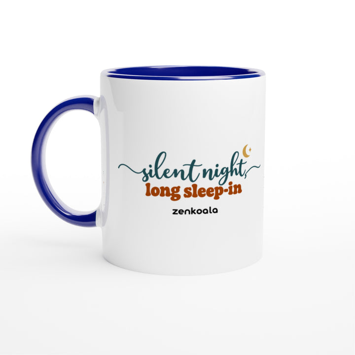 Silent Night Long Sleep-In feel-good mug: flowing script under a little moon, Zen Koala Australia