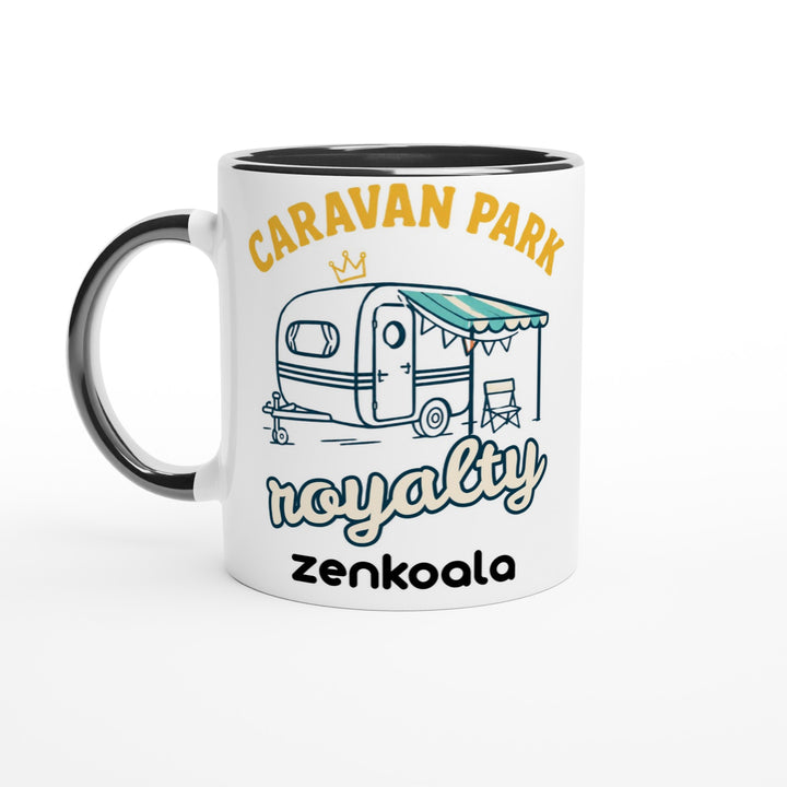Caravan Park Royalty feel-good mug, black inside — Zen Koala Australia
