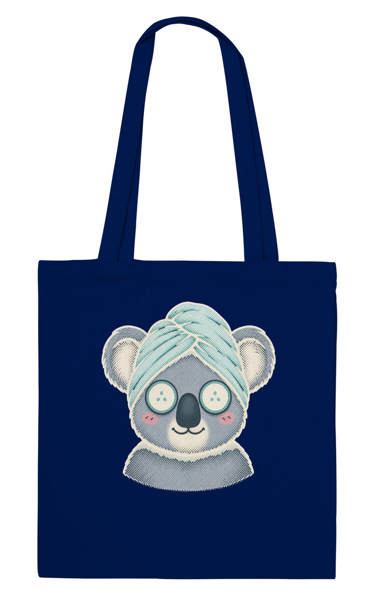 Koala Spa Day feel-good tote bag in navy, Zen Koala Australia