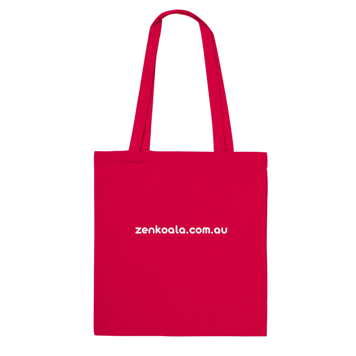 Back of the Just Hanging tote bag: zenkoala.com.au, Zen Koala Australia