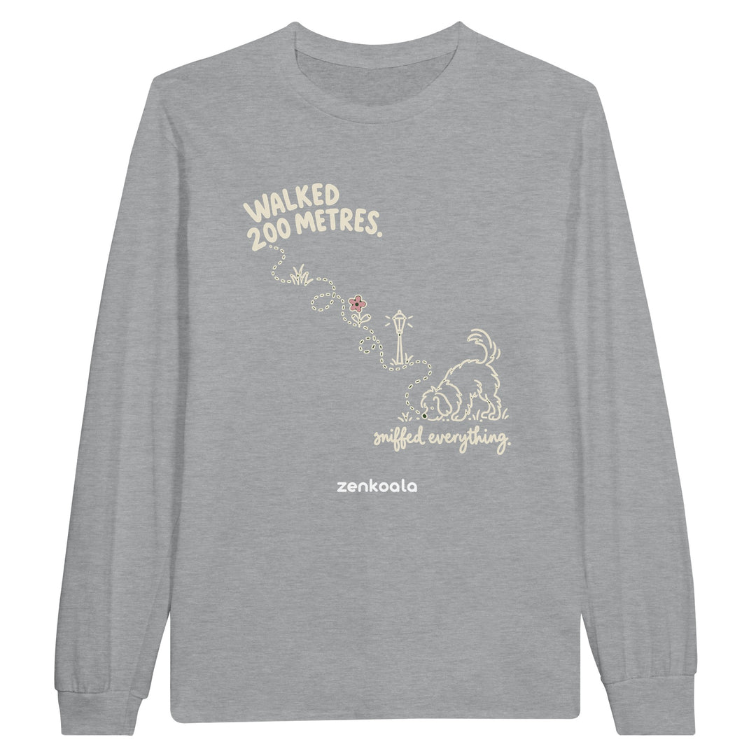 Sniffed Everything feel-good long sleeve tee in sports grey, Zen Koala Australia