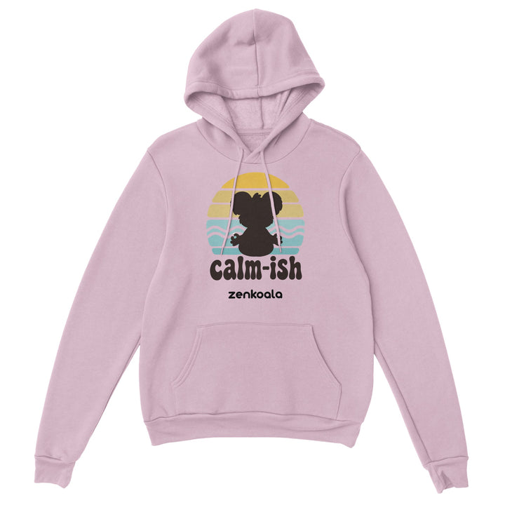 Calm-ish Retro Sunset Koala feel-good hoodie in Light Pink — Zen Koala Australia