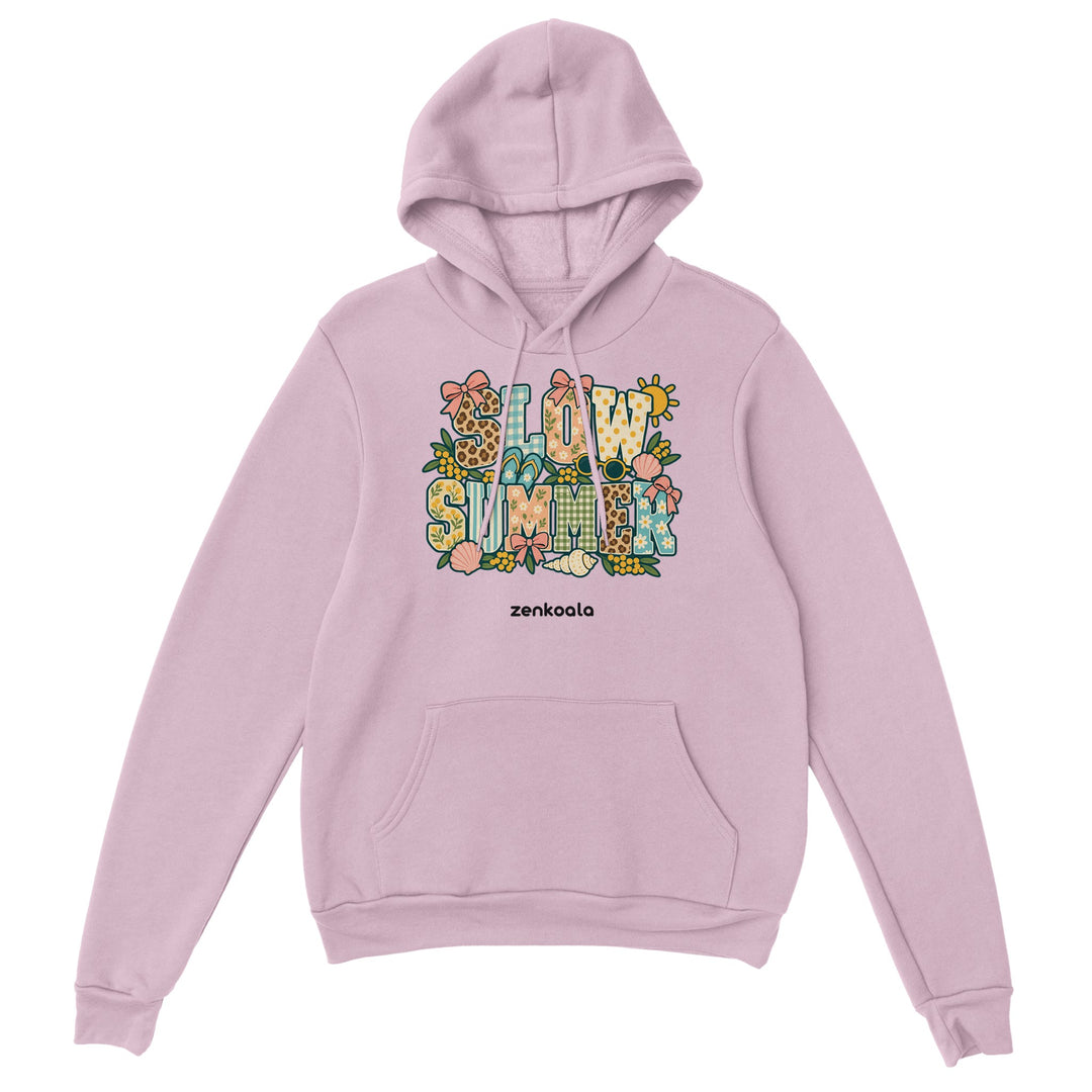 Slow Summer feel-good hoodie in light pink, Zen Koala Australia