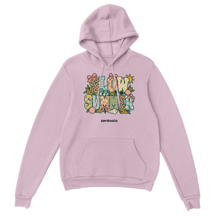 Slow Summer feel-good hoodie in light pink, Zen Koala Australia