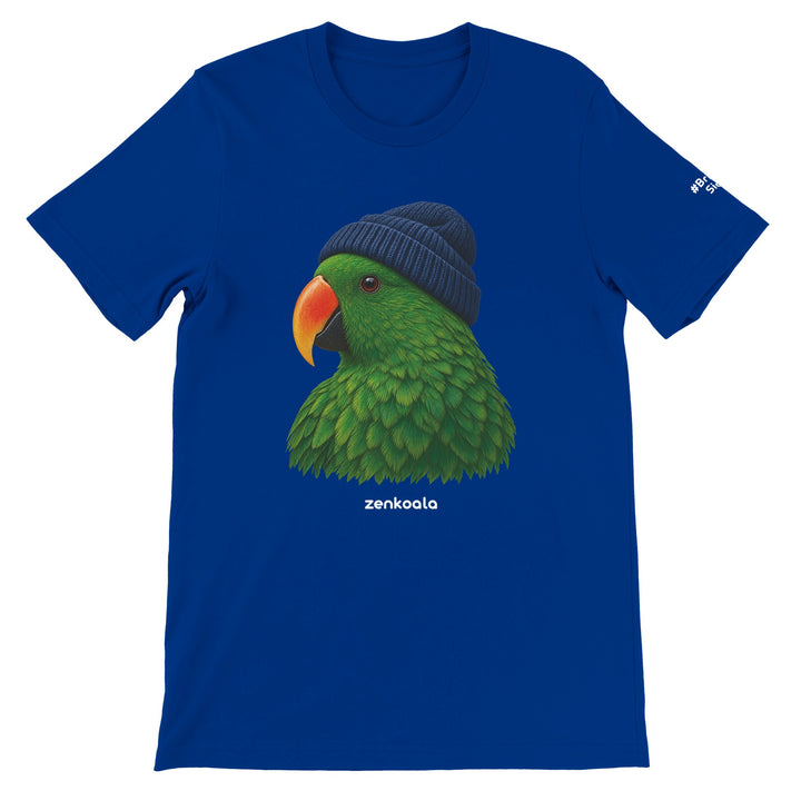 Parrot Beanie feel-good tee in true royal, Zen Koala Australia