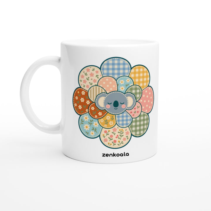 Zen Mandala Flower mug in all white, Zen Koala Australia