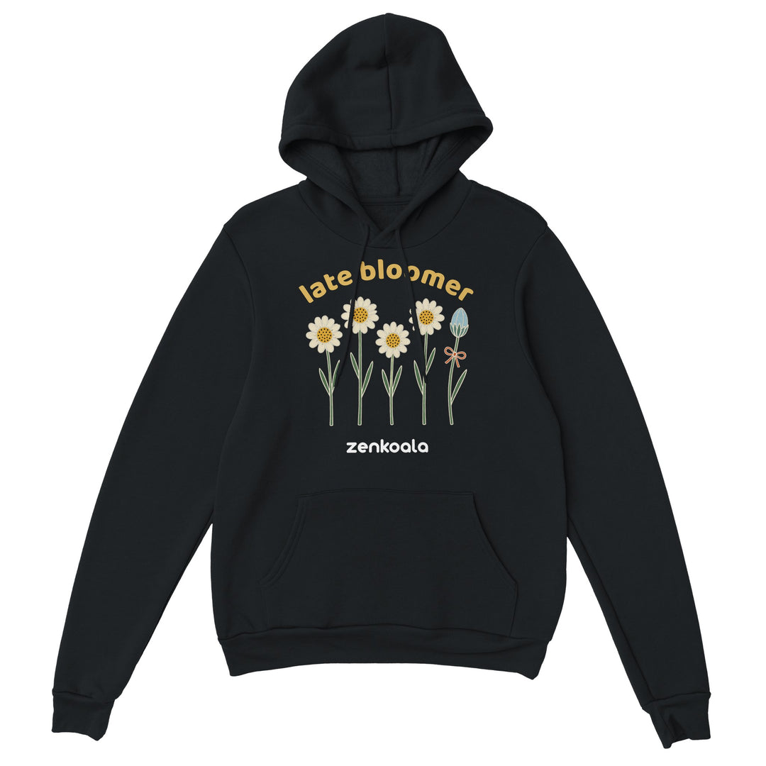 Late Bloomer feel-good hoodie in Black — Zen Koala Australia