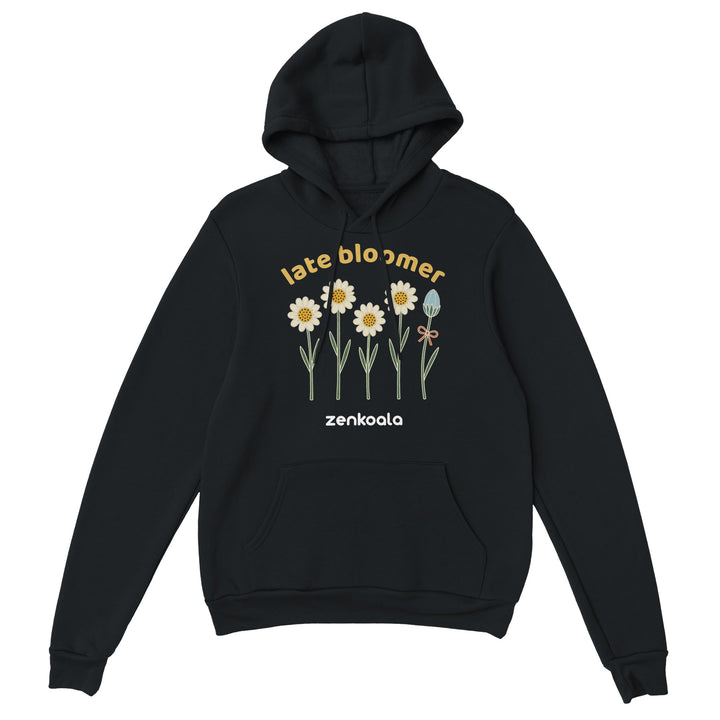 Late Bloomer feel-good hoodie in Black — Zen Koala Australia