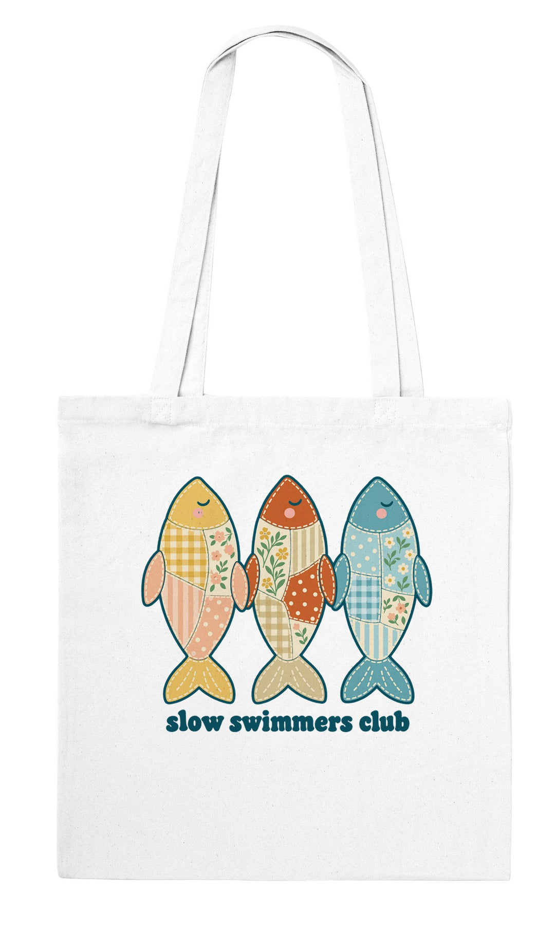 Slow Swimmers Club feel-good tote bag in white, Zen Koala Australia