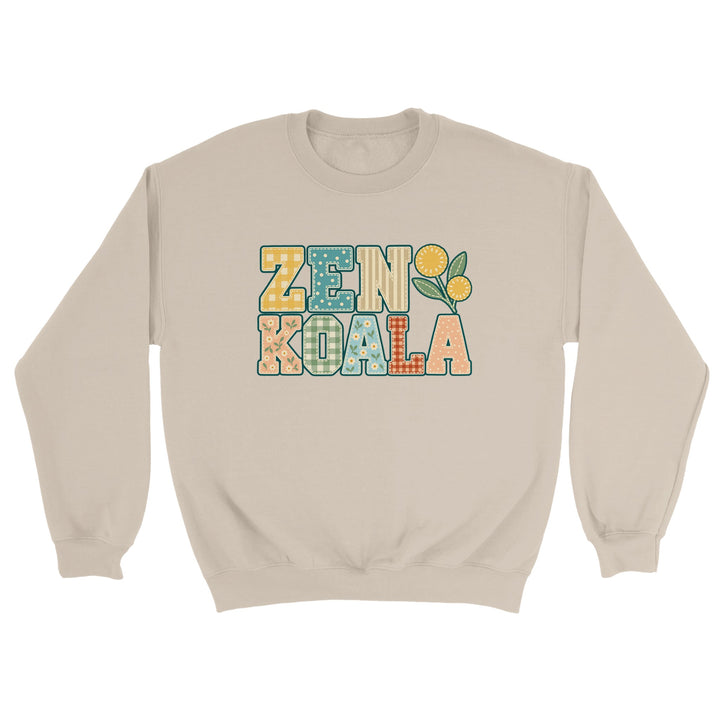 Zen Koala Faux Patchwork feel-good sweatshirt in sand, Zen Koala Australia
