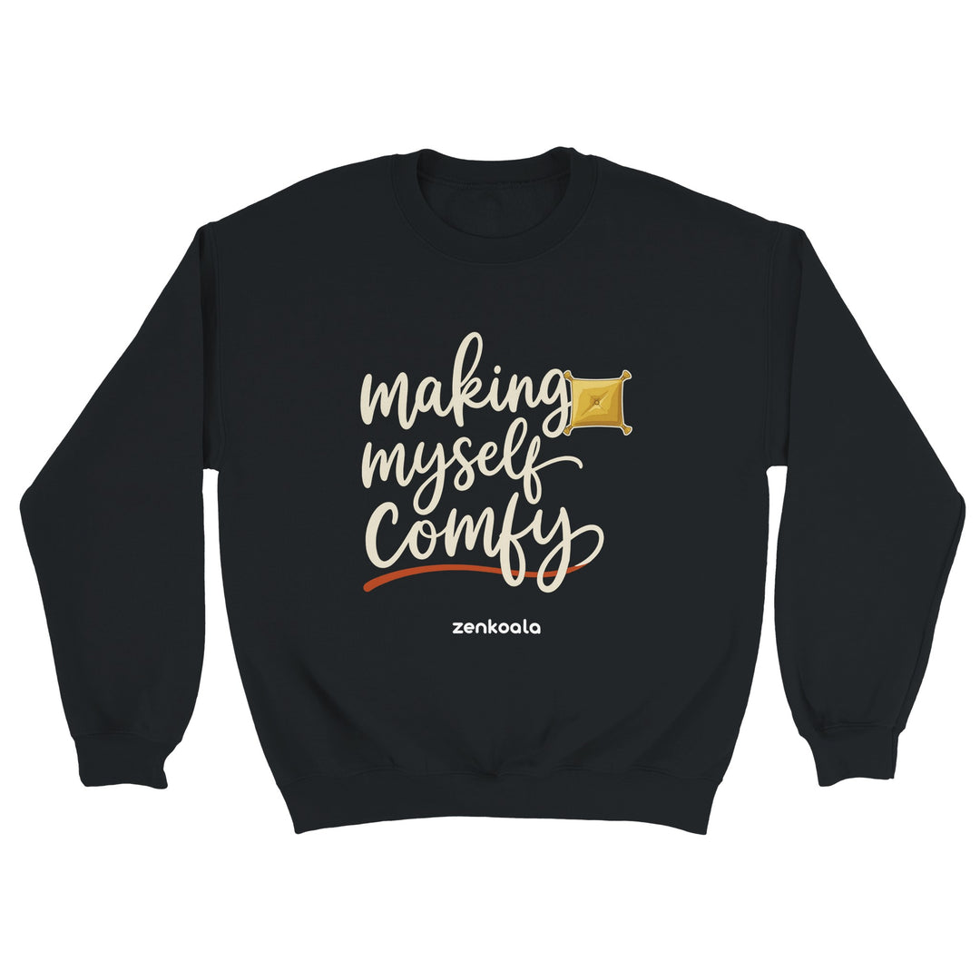 Making Myself Comfy feel-good sweatshirt in black, Zen Koala Australia