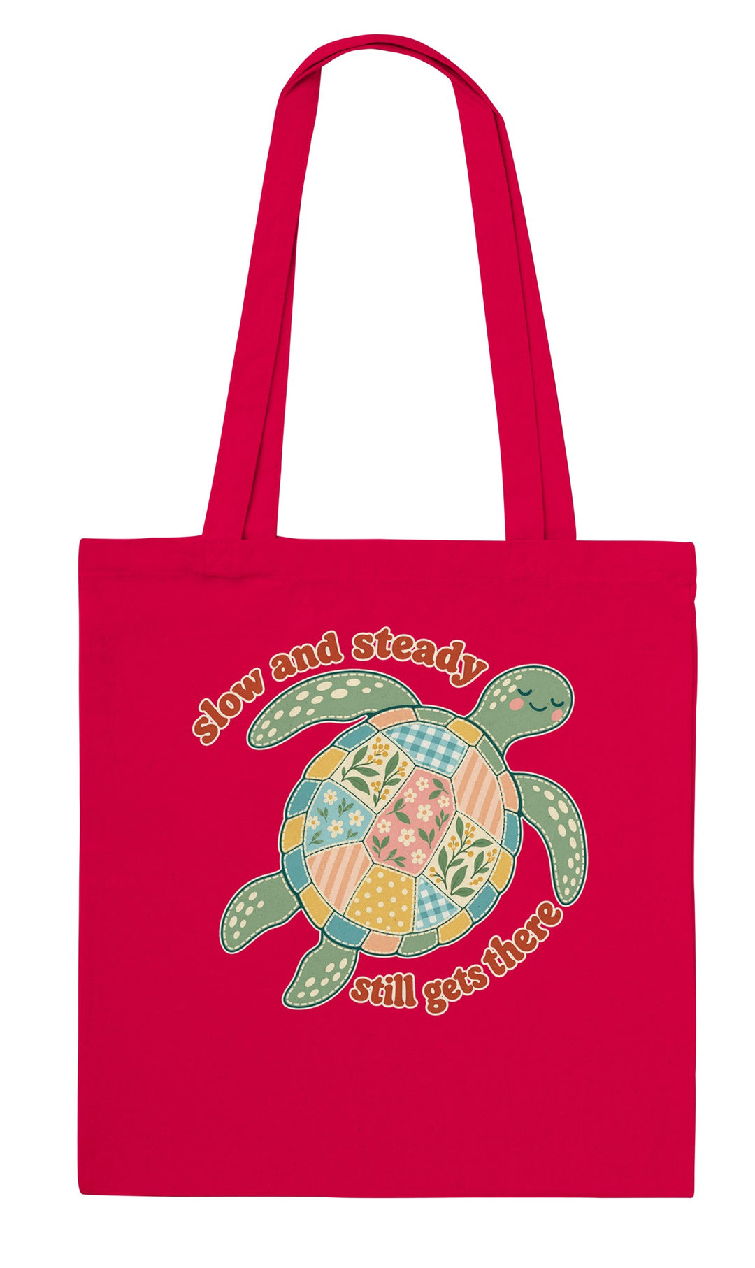 Slow and Steady Turtle feel-good tote bag in red, Zen Koala Australia