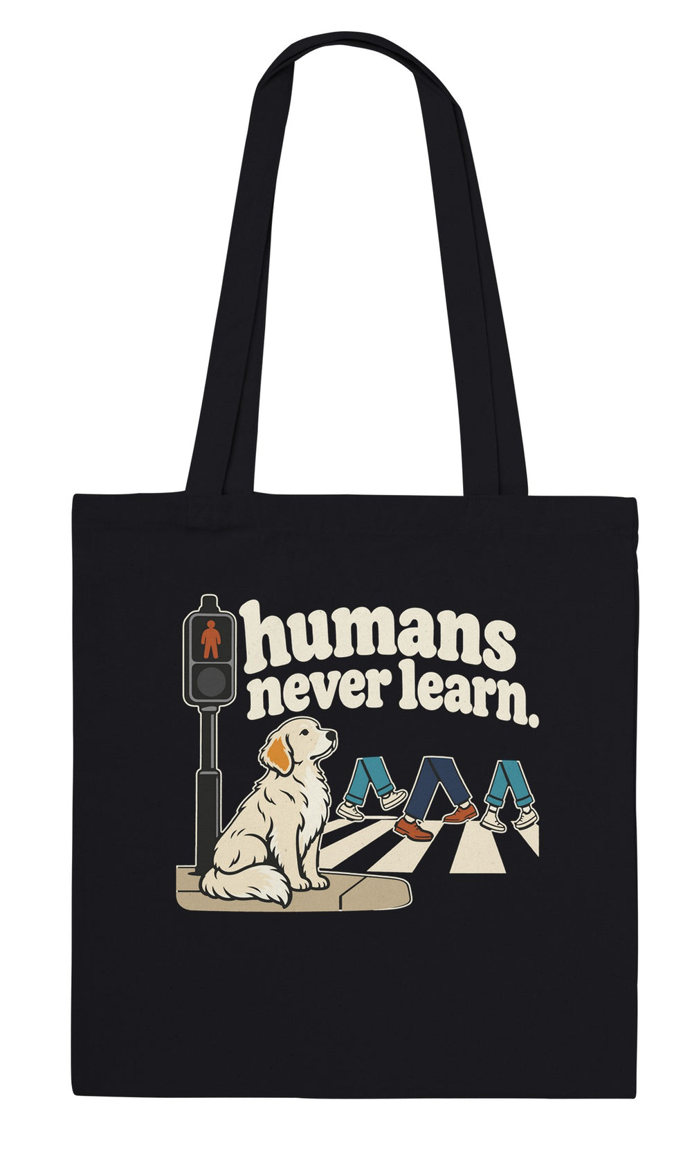 Back of the Humans Never Learn tote bag: zenkoala.com.au, Zen Koala Australia
