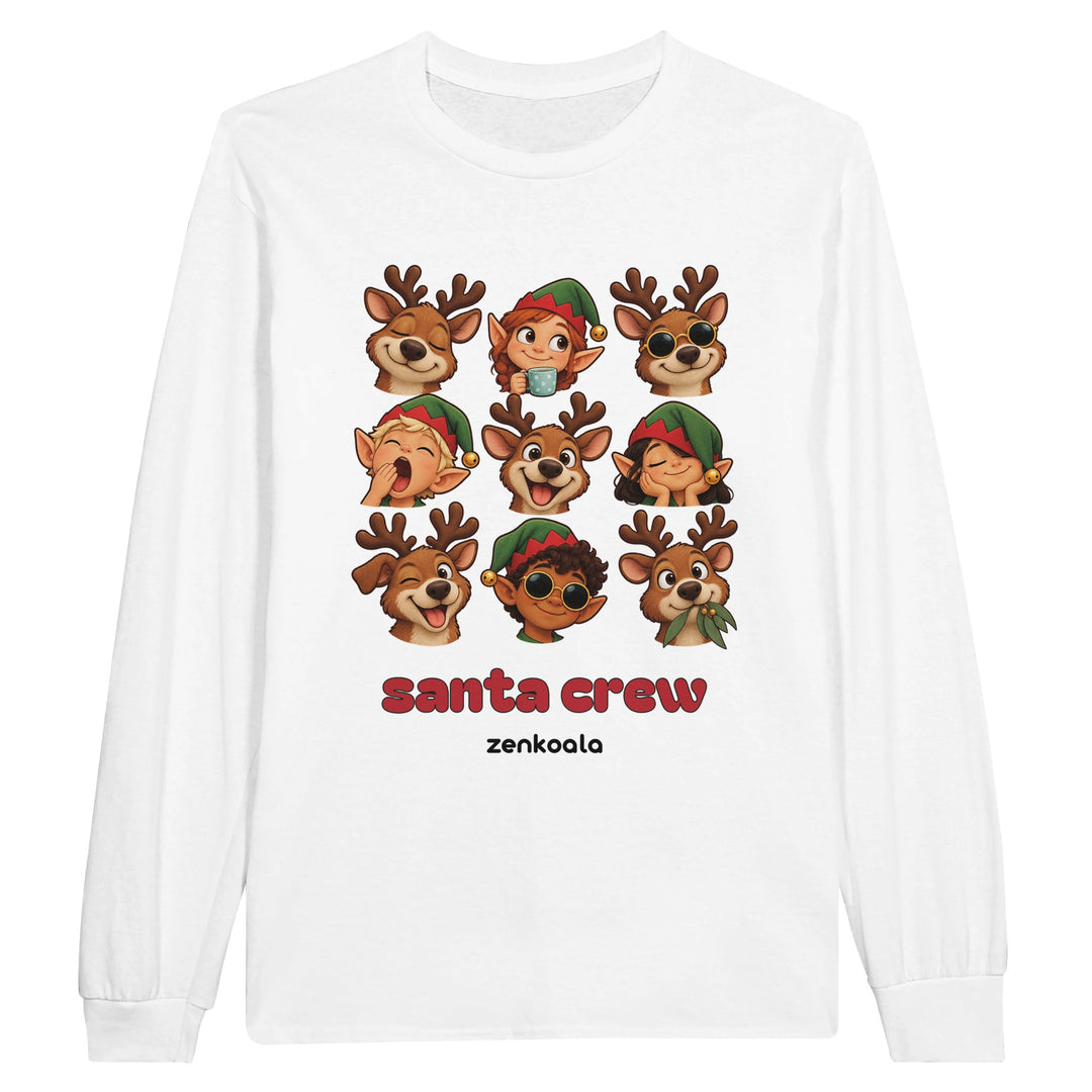 Santa Crew feel-good long sleeve tee in white, Zen Koala Australia