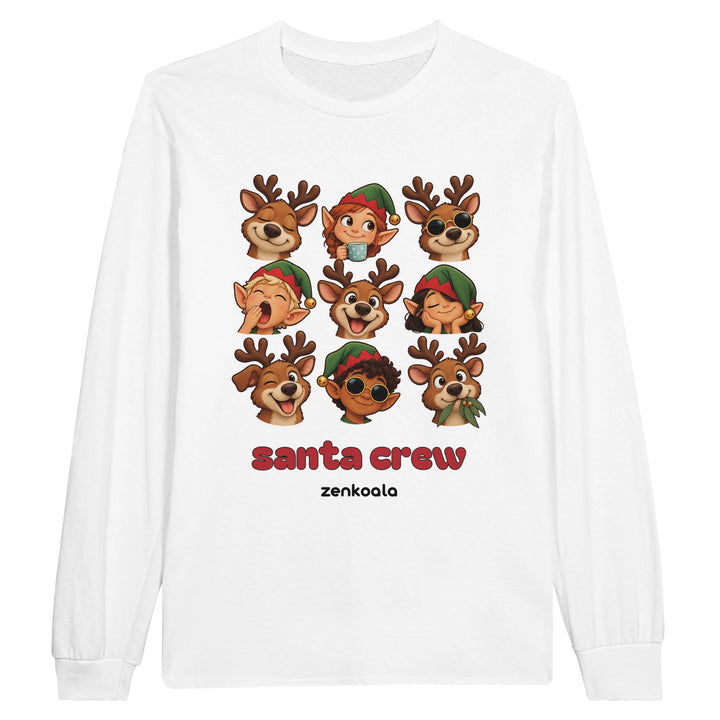 Santa Crew feel-good long sleeve tee in white, Zen Koala Australia