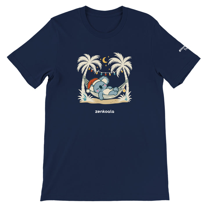 Koala Santa Hammock feel-good tee in navy, Zen Koala Australia